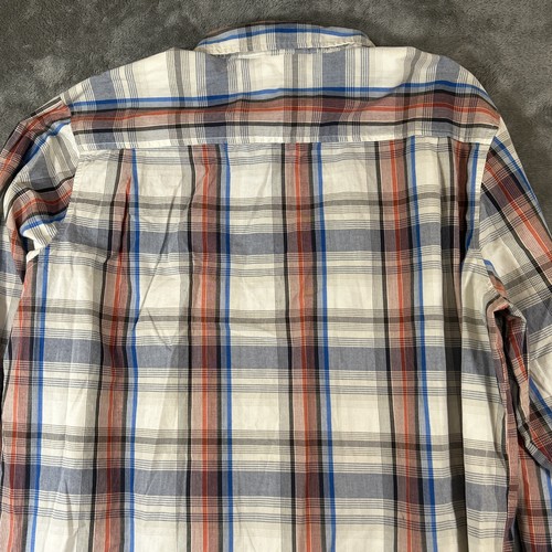 Merrell xxl shirt plaid Button Up Long Sleeve 2Xl multi Color Orange Blue White - Picture 10 of 10
