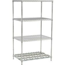 Nexel Poly-Z-Brite 4 Tier Wire Shelving Unit 1 Heavy Duty Shelf 24"W x 24"D x