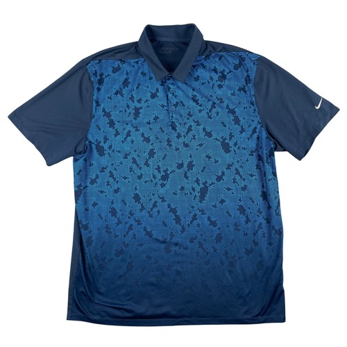 Nike Golf Polo Shirt Men XL Blue Dri-FIT Camo Swoosh Short Sleeve Athletic Fit - Picture 1 of 12