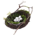 1Set Decorative Bird Nest with Eggs Natural Rattan Nest for Home and Garden