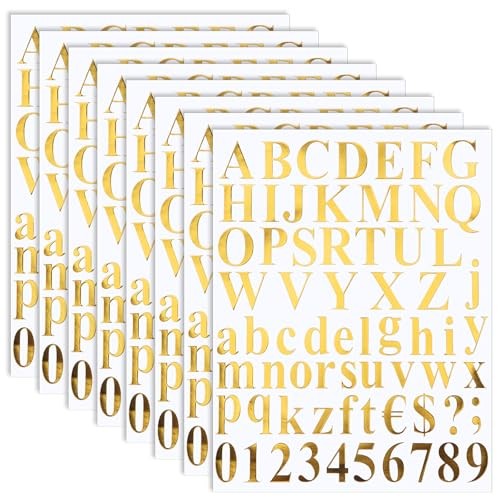 8 Sets 536 Pcs Vinyl Letter Number Stickers Alphabet Large Self Adhesive