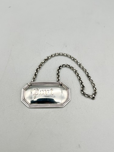 GEORGE V STERLING SILVER "PORT" DECANTER LABEL, WILLIAM HUTTON, SHEFFIELD, 1914 - Picture 2 of 6