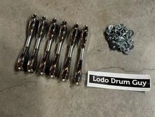 SIX (6) Pearl EXPORT TOM Drum Lug Casing Casings 3-pc 90s CHROME #NI7