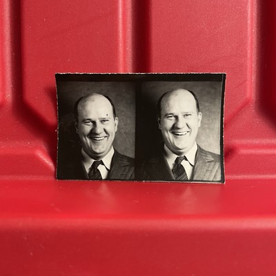 Man Smiling In A Photo Booth 2 Picture Strip 2 1/8 x 1 1/2 Photograph B Vtg 50s