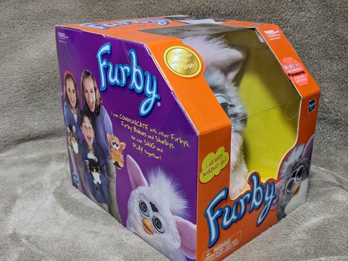 NEW IN BOX 2001 Furby 57037 Gray/Pink Black Spots Leopard C022C1829B Green Eyes - Picture 3 of 5