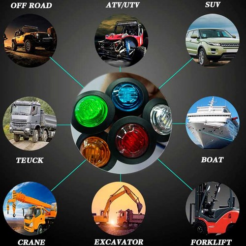 FOR truck yellow green white red blue 3LED 3-4In Round Crystal Light 25pcs 12V - Picture 15 of 17