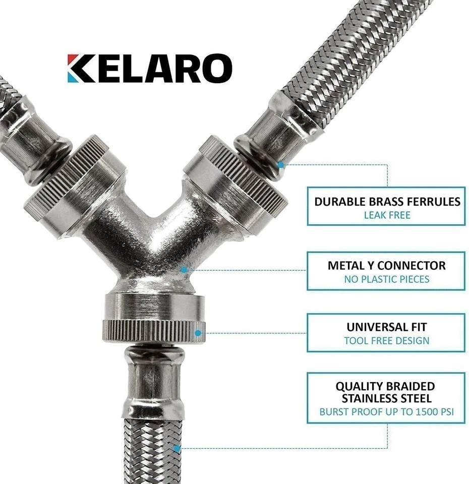 Kit de instalación de manguera para secador de vapor - Acero inoxidable - 4,6,8 o 10 pies de Kelaro Foto 3 de 4