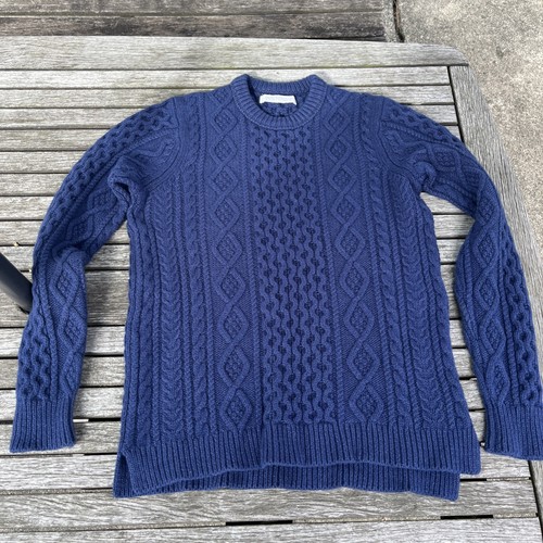 outerknown S Wool Organic Cotton Cable Knit Crew Sweater Blue - Picture 1 of 12