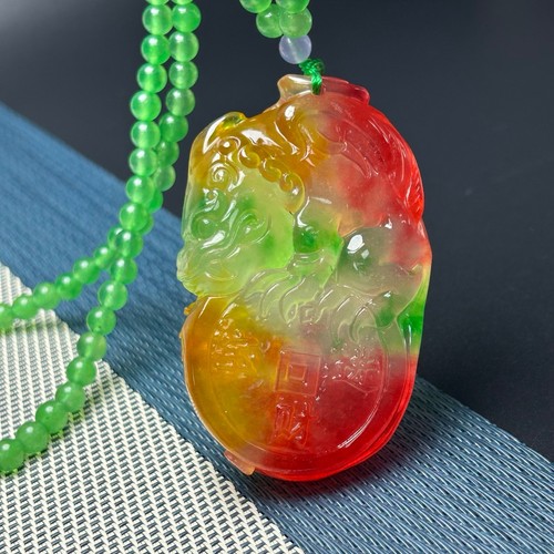 Certified Nature ice red Burmese Jade Jadeite carved Pi Xiu Pendant&Necklaces - Picture 4 of 14