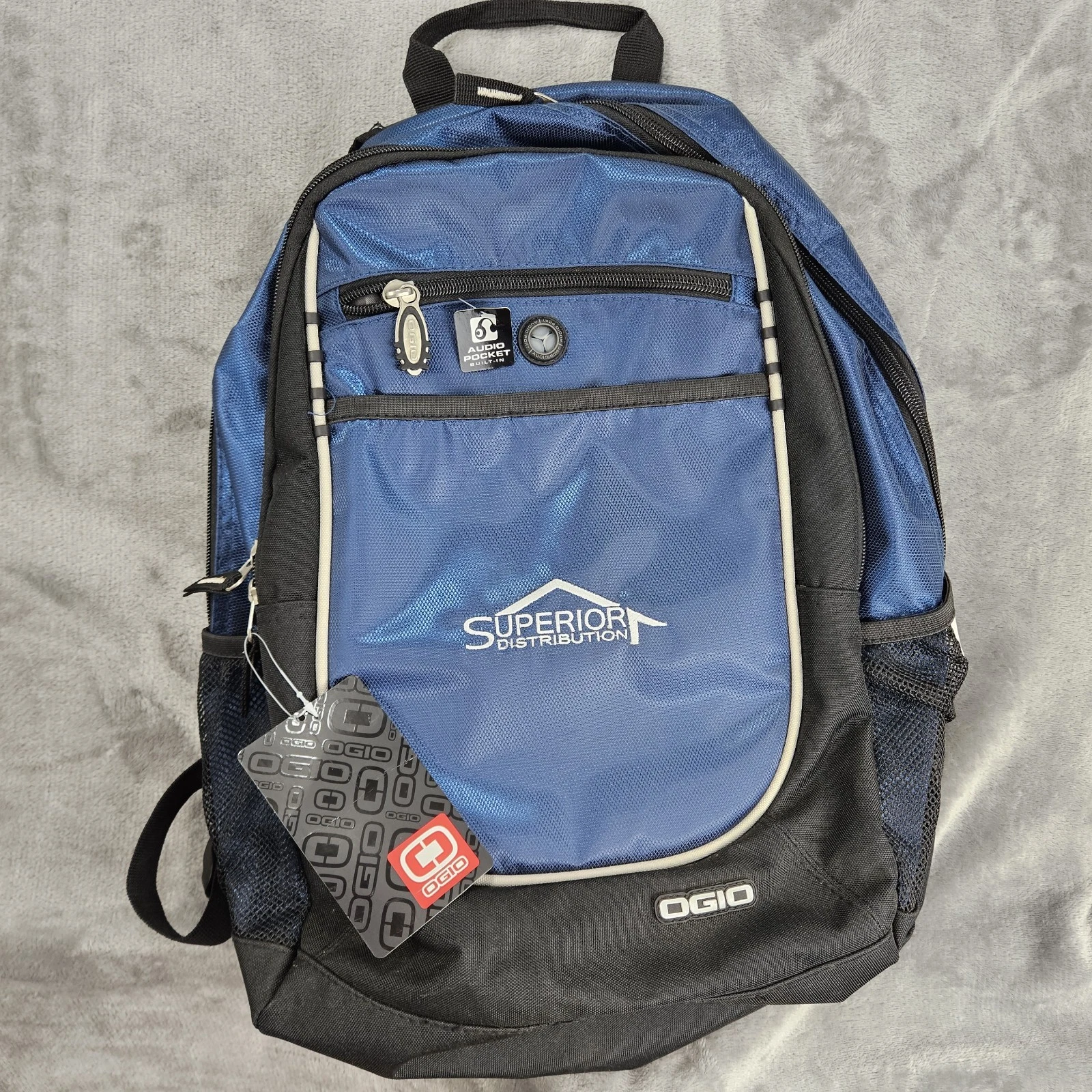 OGIO Carbon Backpack Black Blue Superior Distributio Logo 28L Pack Travel School