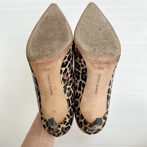 Manolo Blahnik Leopardenmuster Lackleder Stiletto Pumps Absatz 39,5 90 mm  - Bild 8 von 11