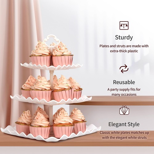 NWK 5 Piece Cake Stand Set with 2 x Large 3-Tier Cupcake Stands, 3 x Appetize... - Picture 4 of 6