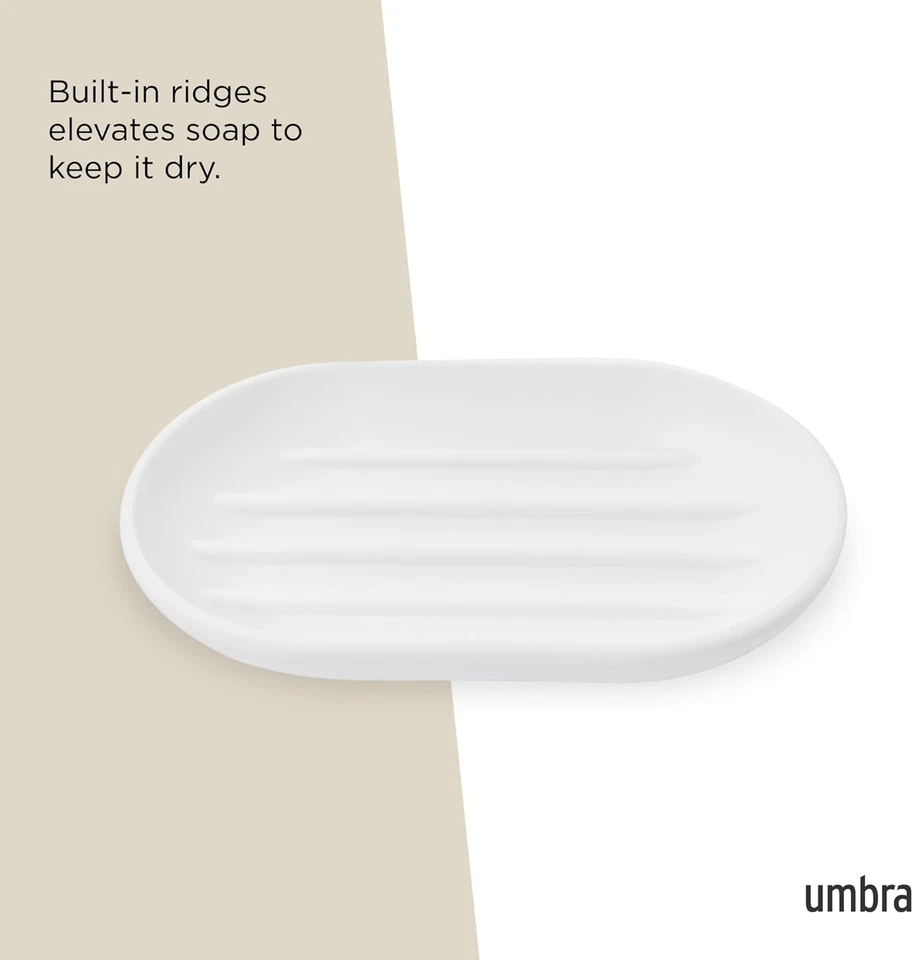 Plato táctil Umbra para baño-contemporáneo, práctico moldeado ovalado barra de jabón soporte Foto 4 de 4