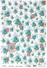 Cadence A4 Rice Paper Forget-Me-Not Blue Flowers Vintage Decoupage Model No 496