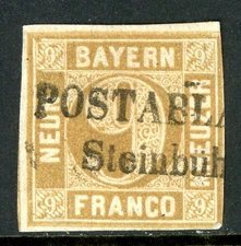 Germany States 1862 Bavaria 9 Kr Bister Scott #12 VFU M372