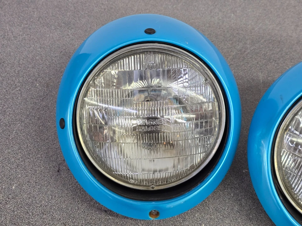 PAR DE CONJUNTOS DE FAROS USADOS ORIGINALES PORSCHE 911 912 930 CON ANILLOS ACI PERSONALIZADOS Foto 2 de 4