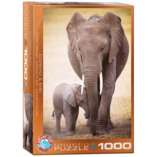 Puzzle - Elephant With Baby Elephant - 1000 Pieces - Picture 1 of 3