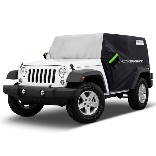 Half Cab Cover UV Protect for Jeep Wrangler 2 Door JK JL 2007-2024 Black/Silver - Picture 13 of 14