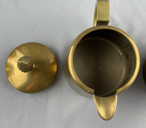 Brass Turkish Coffee Set- 2 Pots, Creamer & Sugar Bowl With Lids - Picture 20 of 23