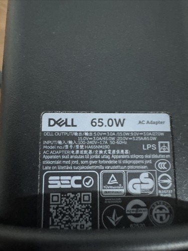 Dell Laptop Charger 65W Watt USB Type C AC Power Adapter LA65NM190 / HA65NM190 - Bild 2 von 2