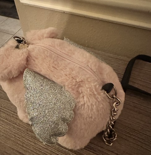Betsey Johnson When Pigs Fly Plush Pink Shoulder Bag & Silvery Wings - Picture 13 of 24