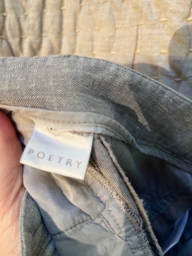 POETRY Women’s Washed Grey 100% Linen Wide Leg Trousers Pants Size US 2 - Picture 8 of 10