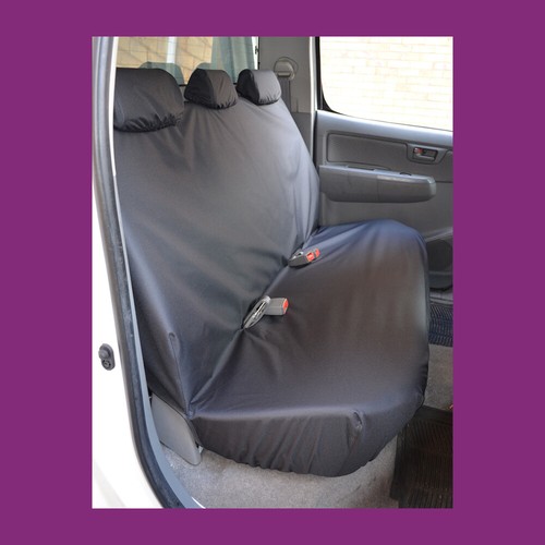 Black Waterproof Tailored Rear Bench Seat Cover FOR Toyota Hilux 2005-2016 - Picture 1 of 2