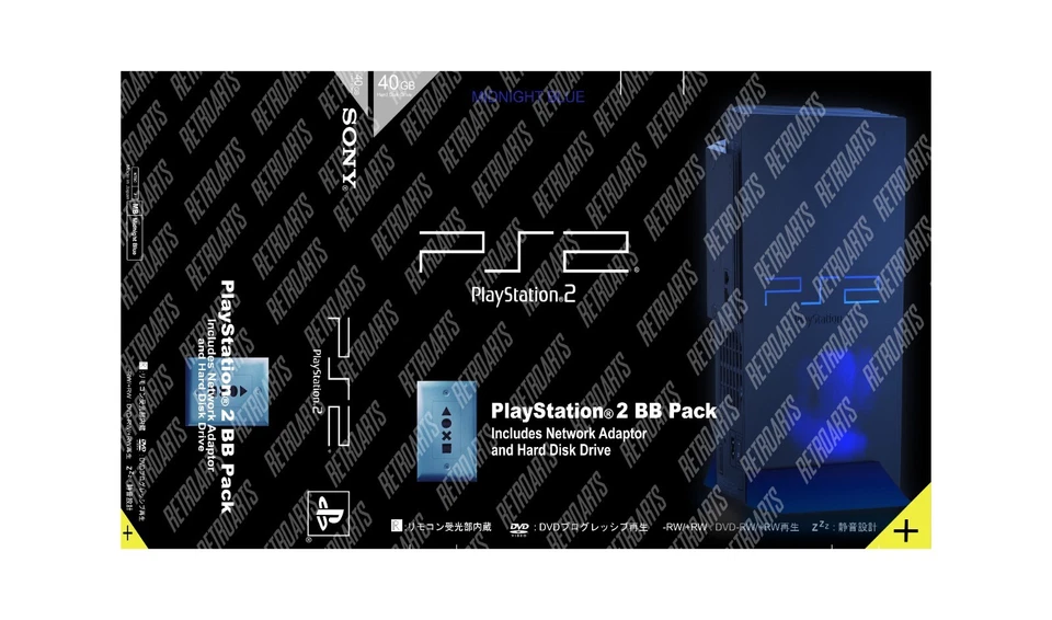 Playstation 2 MIDNIGHT BLUE SET BOX - Printable Box REPRO - DIY - Image 2 of 4