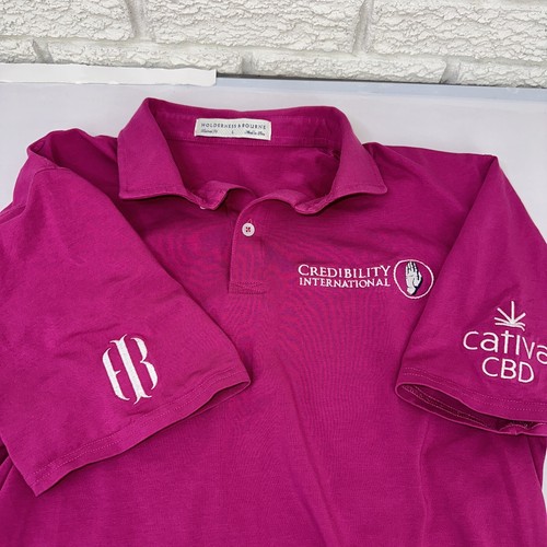 Holderness Bourne Tour Edition Pink Golf Polo Mens Size Large With Sponsorships - Picture 2 of 5