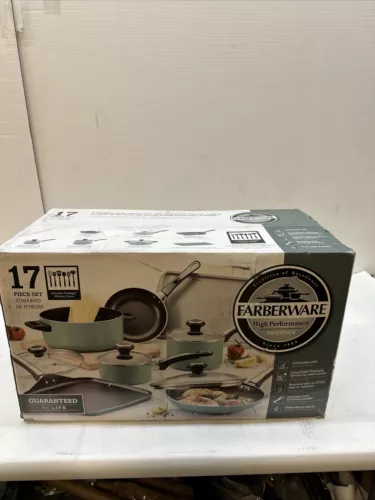  Farberware High Performance 17-Piece Cookware Set Aqua 21926