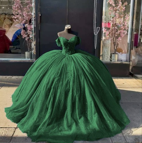 Süße 15 Quinceanera Kleider Glitzer Perlen 16 Abschlussball Mädchen Party Ballkleider - Bild 11 von 28