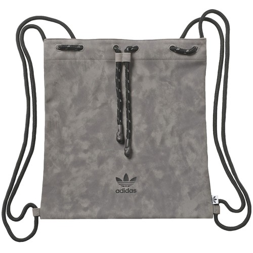 adidas Originals Womens Suede Trefoil Drawstring Gym Sack Bag Grey adidas Originals Womens Suede Trefoil Drawstring Gym Sack Bag Grey