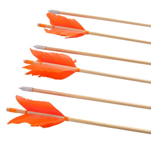 6/12PC 32" Wooden Arrows 4" Feathers Flu-Flu Traditional Longbow Archery Hunting - Picture 45 of 67
