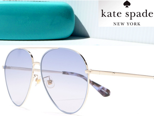 NEU KATE SPADE CAROLANE PERIWINKLE BLAU GOLD PILOTENBRILLE 61 mm RAHMEN - Bild 3 von 5