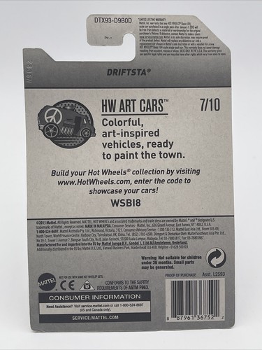 Hot Wheels #63/365 Driftsta rot HW Art Cars Serie #7/10 NEU - Bild 7 von 7