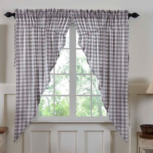 New Cottage Chic Farmhouse BLACK WHITE BUFFALO CHECK Prairie Curtain Swags 63/"