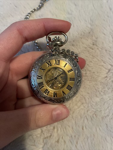 Vintage Majesti Gold And Silver Tone Skeleton Pocket Watch - Rare And On Sale! - Picture 12 of 13