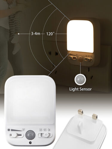 Plug In PIR Motion Sensor Hallway Plug Socket LED Home Night Light Lamp Safe - Picture 2 of 14