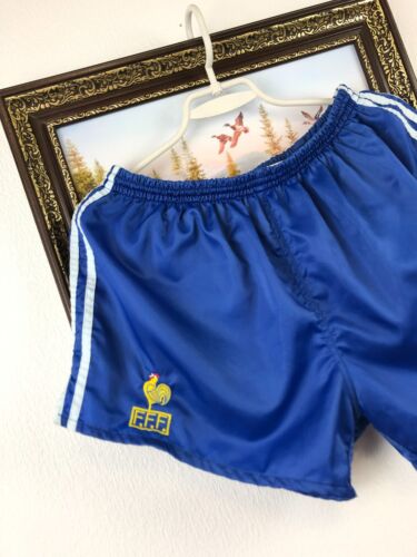 Vintage 90's Adidas France Football Nylon Shorts Rare Soccer Blue Size L - Picture 2 of 13
