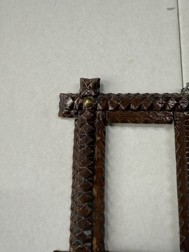 Antique miniature double picture tramp art frame Black Forest carved 1890 origin - Picture 12 of 19