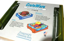 Vintage 95 Baking Dish Wood Caddy 8" Square Pyrex Company's Coming NOS CrateWare