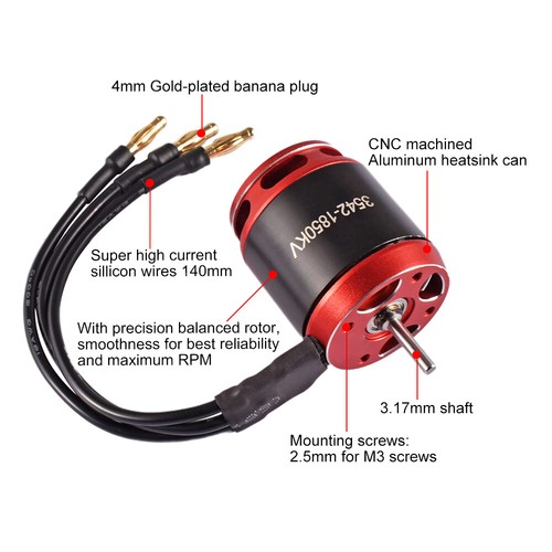 9IMOD 3542 Brushless Motor 1850KV 2250KV 14 Pole 3.175mm for 1/10 RC Crawler Car - Picture 2 of 10