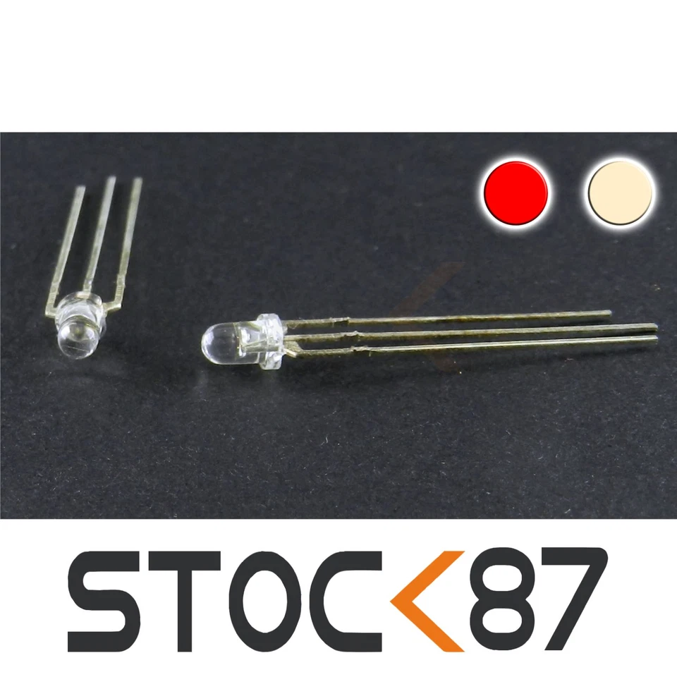 719/10# 10 LED bi-couleur rouge Blanc chaud 3mm anode commune - bicolor common