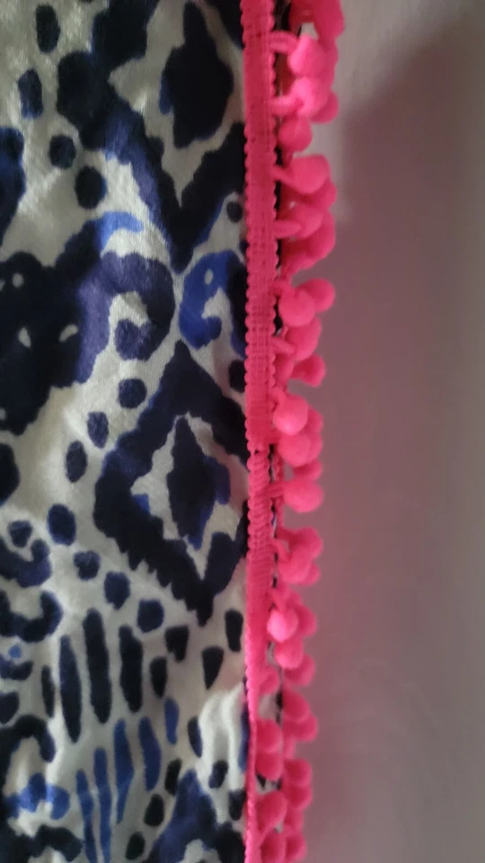 Bufanda Lilly Pulitzer Resort Infinity azul/blanco rosa pompón flecos Foto 3 de 3