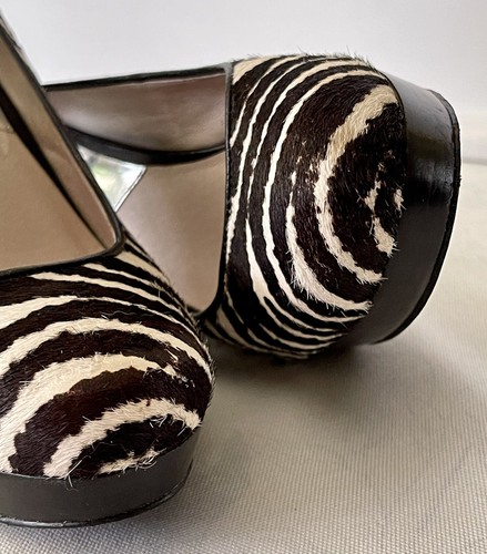 Michael Kors Zebra Print Heels Calf Hair Size 8M 4 Inch Heel - Picture 9 of 12