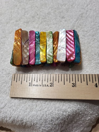 Multi Color Abalone Shell Wide Stretch Bracelet - Bild 5 von 5