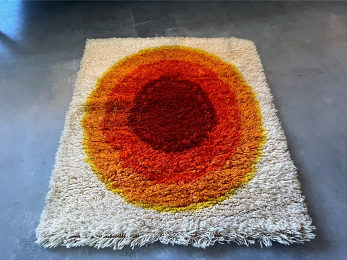 60's EKSPORT WILTON Bullseye UNUSED Mid Century Rya Danish Rug Verner Panton - Picture 5 of 7