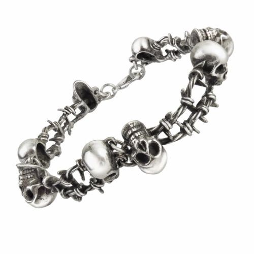 Pulsera Calaveras Peltre Alambre Alquimia Gótica 1977 Talla Grande A103 - Imagen 1 de 2
