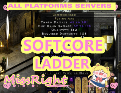 Gimmershred Unique Flying Axe Diablo 2 D2R Softcore LADDER PC-SWITCH-PS-XBOX