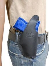 New Barsony Black Leather OWB Belt Holster HK FNX Compact, Sub-Compact 9mm 40 45